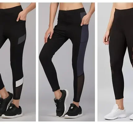 Black Cotton Spandex Gym Tights For Women Pack Of 3
