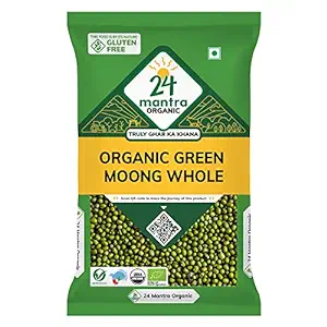 24 Mantra Organic Unpolished Green Moong Whole - 500gms