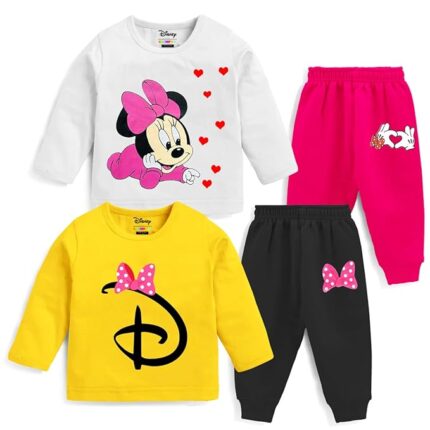 Baby Girl Regular Fit Cotton T-Shirts and Pyjamas Set Disney