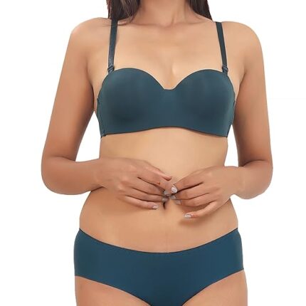 Women Nylon Push Up Underwired Solid Lingerie Set